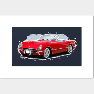 Retro American Classic 1953 Corvette Posters and Art